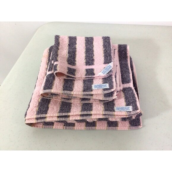 Vintage Harmony House Pink Stripe Towel Set of 3 - Picture 1 of 6